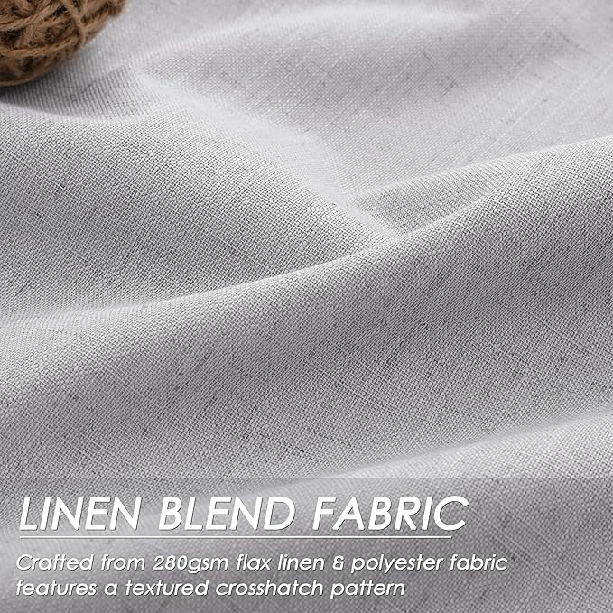 100% Blackout Linen Curtains 90 inch Length 2 Panels for Living Room Loop Pocket Pinch Pleated Black Out Drapes Grey Heat Reducing Total Blackout Window Curtains for Bedroom 90 inches Long