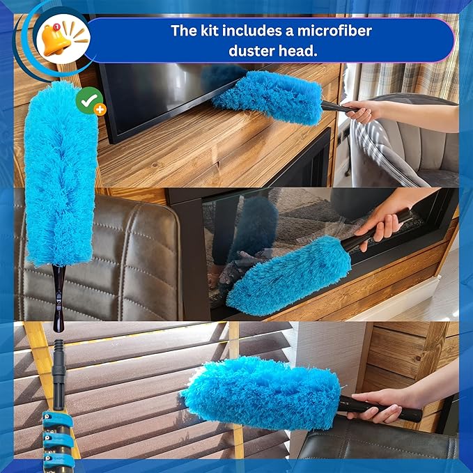 IGADPole 24 FT Washing Kit: Water-fed Brush with Soap Dispenser, Cobweb Dusters, with 6-Stage Telescoping Pole 5-24ft Pole/Window and Dusting Cleaning Kit