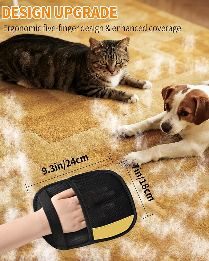 HDLDYDD 2-Pack Pet Hair Removal Glove for Dogs & Cats, Newly Upgraded Electrostatic Pet, Reusable Pet Hair Remover Tool for Clothing, Couch, Carpet, Car Seat