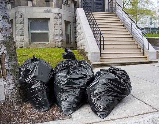 30-33 Gallon Trash Bags Heavy Duty (100 Bags w/Ties Value Pack), Large Black Trash Bags 30 Gallon - 32 Gallon