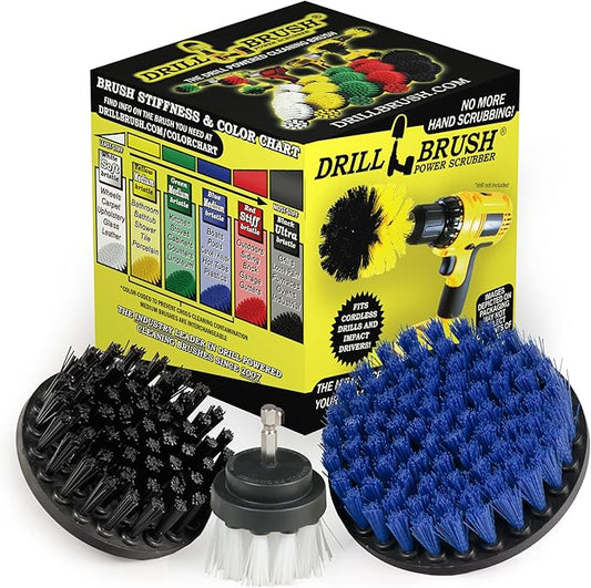 Heavy Duty Drill Brush Attachments for Cleaning Upholstery, Carpet, Automotive Interior, Leather, Metal, Bathroom, Tile, Grout, Concrete, Gravestone, Headstone - Soft Drill Brush for Car Detailing