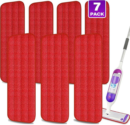 7 Count Reusable Mop Pads for Swiffer PowerMop - MEXERRIS Microfiber Wet PowerMop Pads Refills Machine Washable Hard Wood Floor Mop Pads Replacement for 13''-15'' Spray Floor Mops