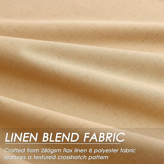 Nanspring Camel Linen Blackout Curtains 84 Inches for Bedroom Modern Farmhouse Living Room Draperies Camel Colored Thermal Insulated Full Shading Curtains for Sliding Door 52x84