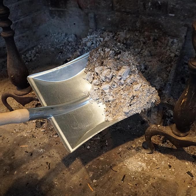 Fireplace Shovel and Hearth Brush Set - Ash Shovel Metal Dustpan and Chimney Sweep Brush Fireplace Tools with Wood Handles and Natural Fiber Bristles - Fireplace Tool Set by Kings County Tools