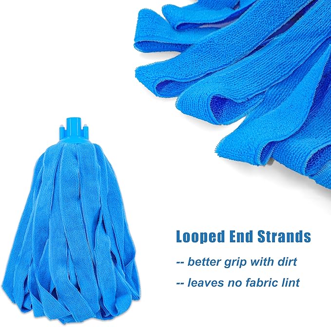 Microfiber Cloth String Mop Head Refill, Loop End Screw On Mop Head Compatible with All Standard US Threading Pole (Acme 3/4 inch Thread) (6)