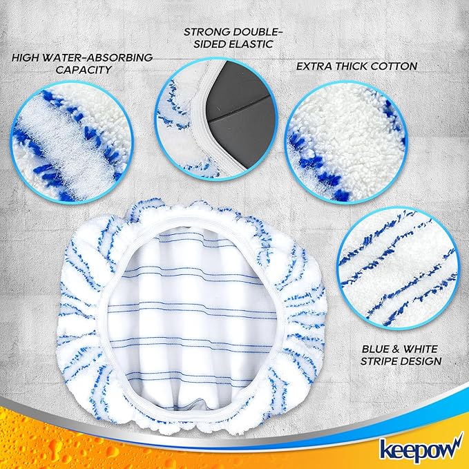 Cotton Pad Terry Cloth Mop Refills 15x8 inches Reusable Mop Pads Compatible with O Cedar Hardwood Floor'N More Microfiber Mop, Mop Refill Heads Replacements, 6 Pack