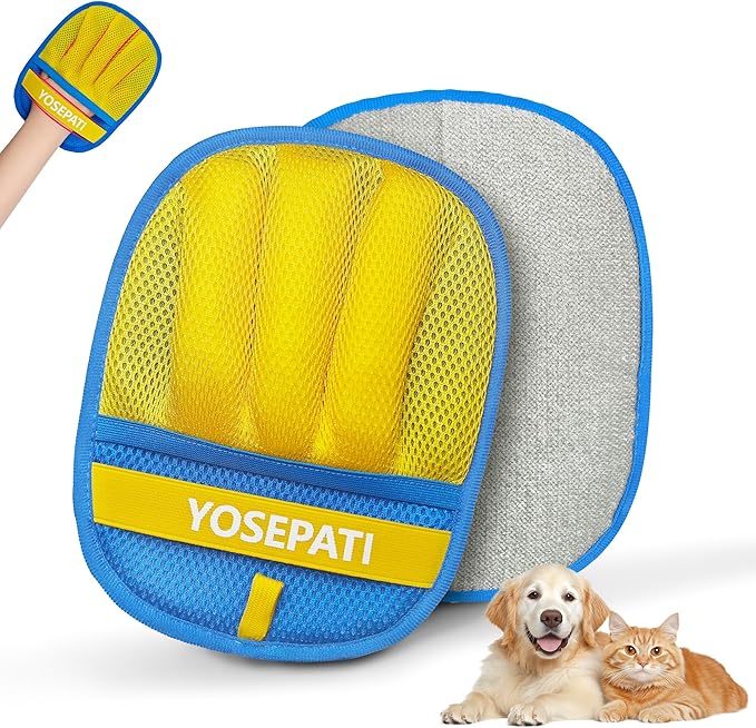 YOSEPATI Pet Hair Removal Glove, Five-Finger Magic Brush Electrostatic Mitt, Pet Hair Remover Tool for Dog & Cat, Reusable Pet Hair Gloves Pet Grooming Needs, Fur Remover for Couch, Clothing & Carpet