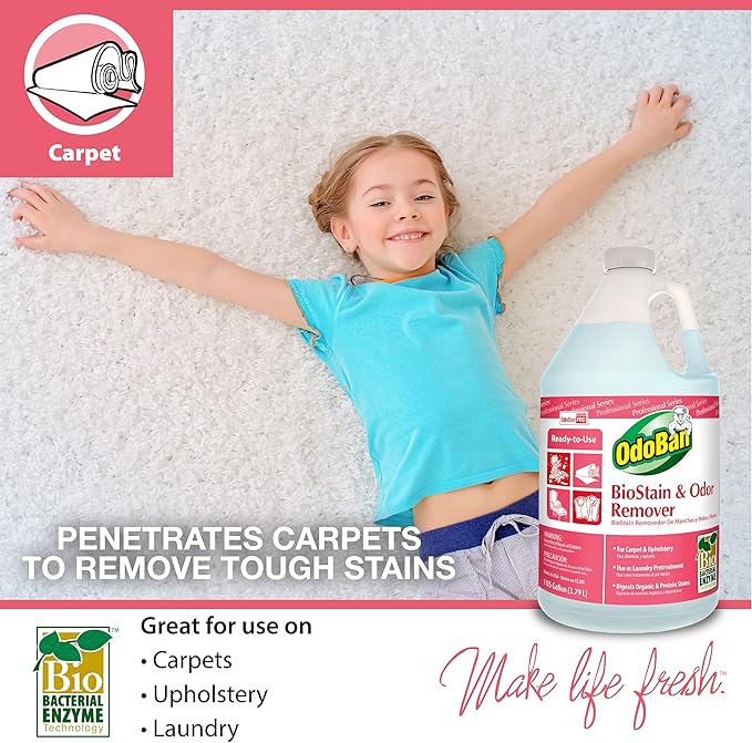OdoBan Professional Cleaning and Odor Control Solutions, Ready-to-Use Biostain and Odor Remover, Made in the USA, 4 Gallons