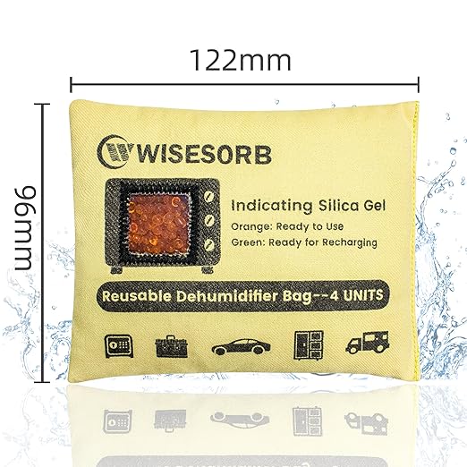 3 Pack 120g Rechargeable Silica Gel Desiccant Packets, Reusable Desiccant Packs for Storage, Moisture Absorbers Color Indicating for Suitcase, Storage Bins, Safe, 3D Filaments, Emoisture,Cars