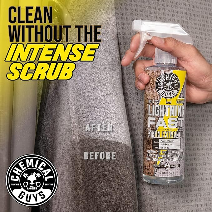 Chemical Guys Lightning Fast Carpet and Upholstery Stain Extractor - Chemical Guys Carpet Cleaner, Great for Fabric, Upholstery, Cars, Home, Office, Furniture, and More, Fresh Scent - 16 oz