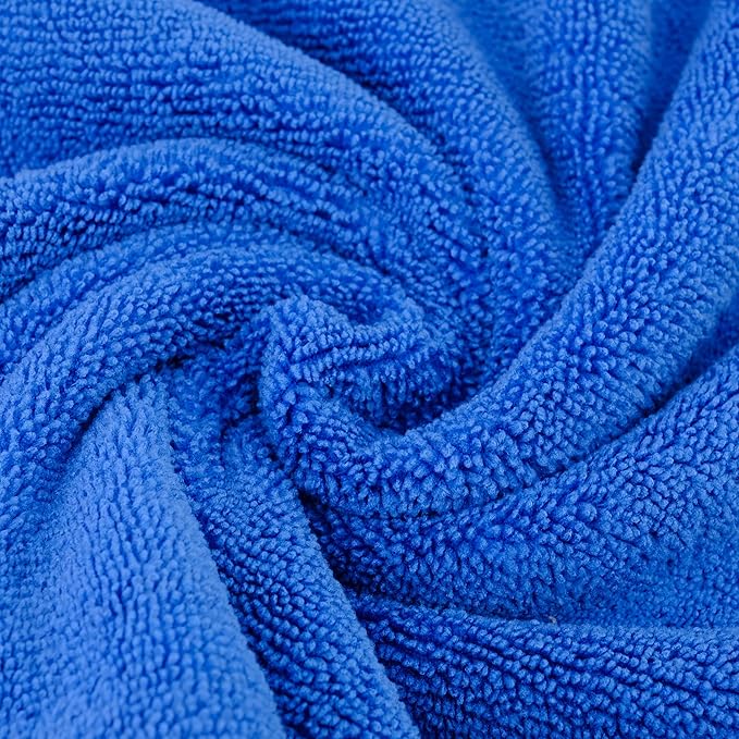 POLYTE Premium Microfiber Cleaning Towel,16x16 in 24 Pack (Blue,Gray,Yellow)