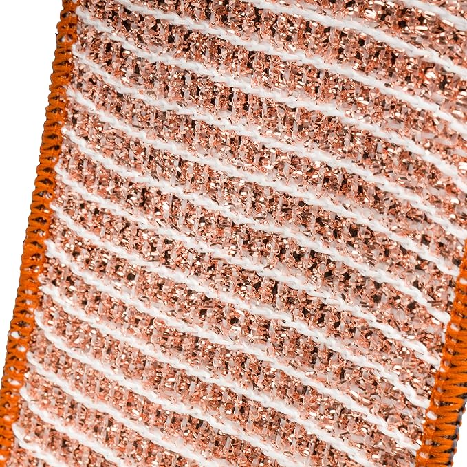 Redecker 2-Ply Woven Copper Scrubbing Cloth & Microfiber Cleaning Wipe – Dual-Surface, Non-Scratch, Reusable & Machine Washable Real Copper Pads for Kitchen & Home – Set of 2