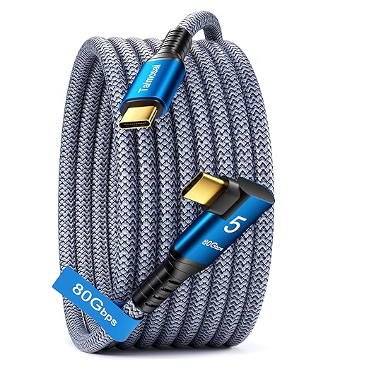 240W for Thunderbolt 5 Cable Right Angle 6.6 ft, 120Gbps Bandwidth, 80Gbps, Dual 8K, 4K 540Hz, Triple 4K 144Hz for iPhone 17, Thunderbolt 4, USB4, SSD, MacBook M4 Pro, Dock, eGPU, Mac mini M4 / M4 Pro