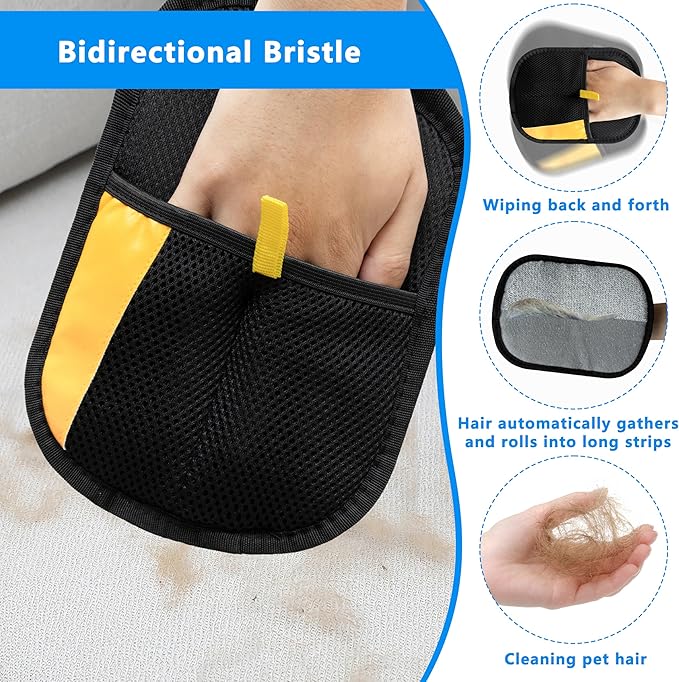 Maiiu Electrostatic Pet Hair Removal Gloves, Reusable Pet Hair Remover Gloves for Cats & Dogs, Washable Cat Hair Removal Gloves, Upgraded Dog Hair Removal Tool, Cat & Dog Grooming Glove. (Black)
