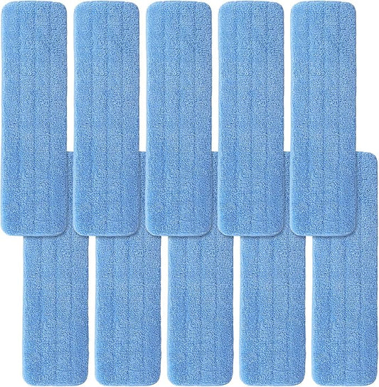 Microfiber Mop Pad for Rubbermaid Commercial 20 Inch Mop Head - 10 Pack Wet & Dry Commercial Cleaning Refills Reusable Mop Refills Fit for Any Microfiber Flat Mop System 18" to 21"