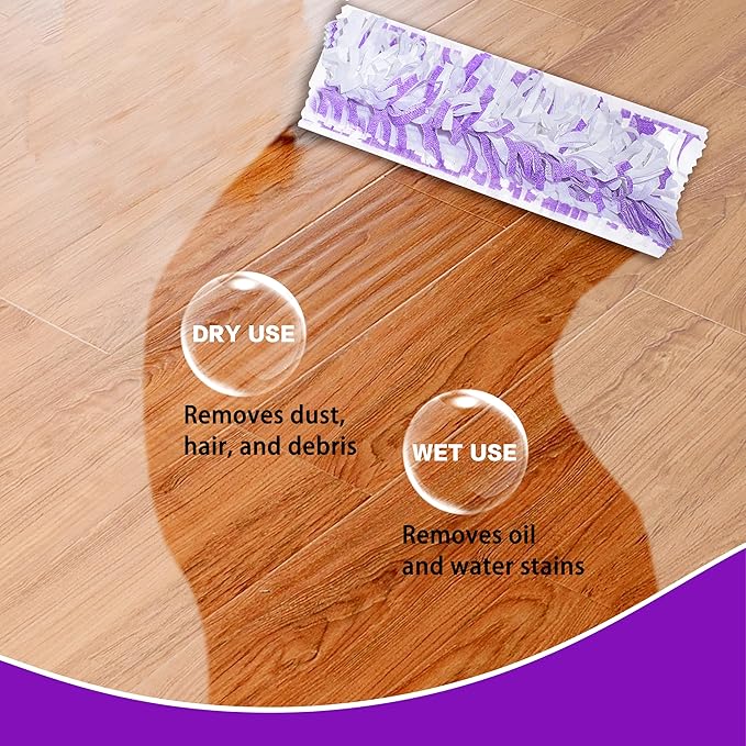 Disposable Mopping Pad Refills Compatible with PowerMop Multi-Surface Mop and PowerMop Wood Mop, Spray Clean Pads Replacement (Purple -25)