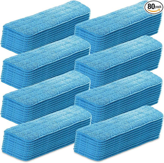 Gandeer 80 Pack Microfiber Mop Pads Machine Washable Cleaning Flat Mop Head Replacement Reusable Household Pads for Hardwood and Hard Surface Floor Cleaning and Scrubbing