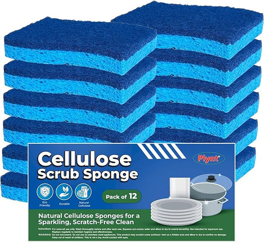 Zero Scratch Scrub Sponge, Pack of 12 Sponges for Dishes, Kitchen & Bathroom, Zero Scratch, Multi-Surface Safe, Cleans Fast, Tackles Tough Messes, Safe for Nonstick Pots & Pans