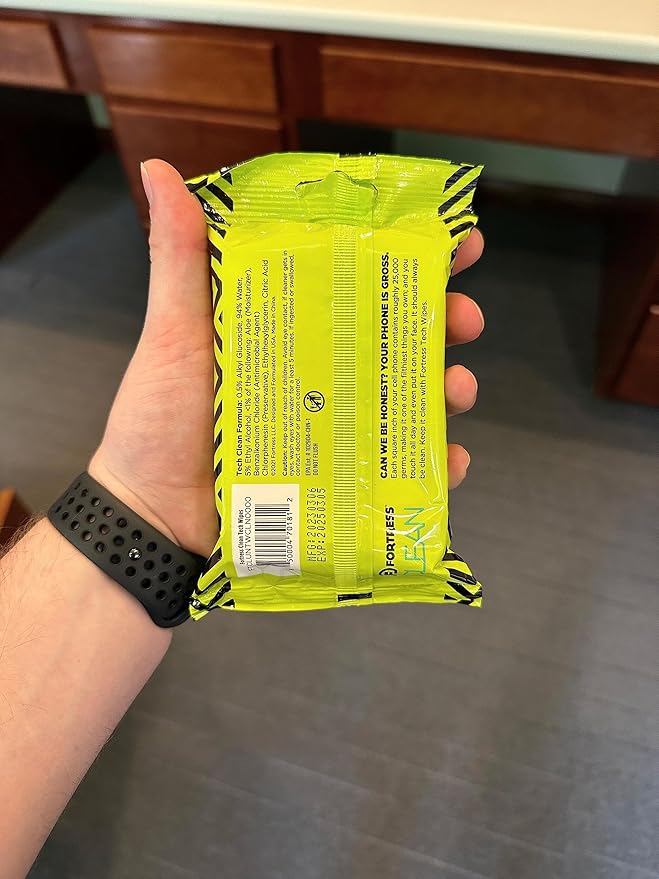 Fortress Electronic Wipes (25 ct, Pack of 3) To-Go Tech Wipes for Screens, Phones, Keyboards, TV Monitors, Computer Screens, and More [Travel Size] Skin-Safe