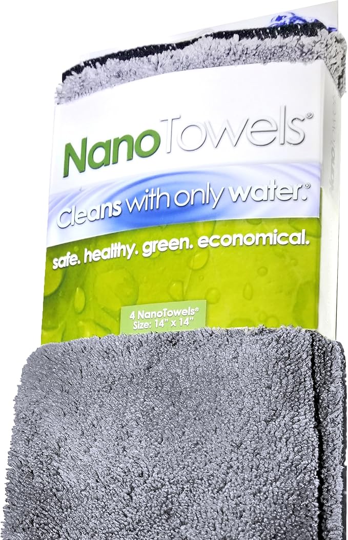 Life Miracle Nano Towels - The Amazing Eco Cloth That Cleans Virtually Any Surface with Only Water. No More Paper Towels Or Toxic Chemicals. 4-Pack (14x14, Grey)