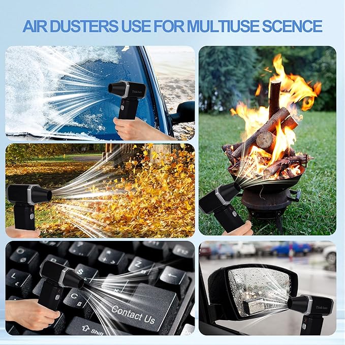 ThinkAuto Compressed Air Duster, Super Powerful 180,000 RPM Turbo Fan, Stepless Speed Adjustable Blower and Vacuum, for Car, Keyboard, Home, and Outdoor Dust Removal