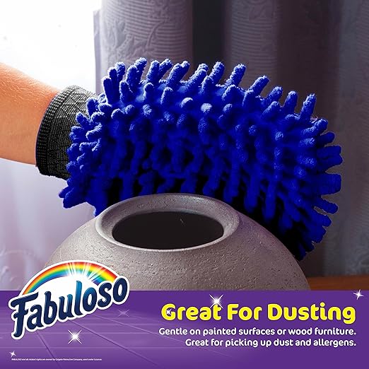 Fabuloso Microfiber Cleaning Mitt, Blue, One Size Fits All - Lint-Free, Scratch-Free Glove for Surfaces and Furniture - Dustless Hand Cloth for Bold & Bright Experience, 3 Count