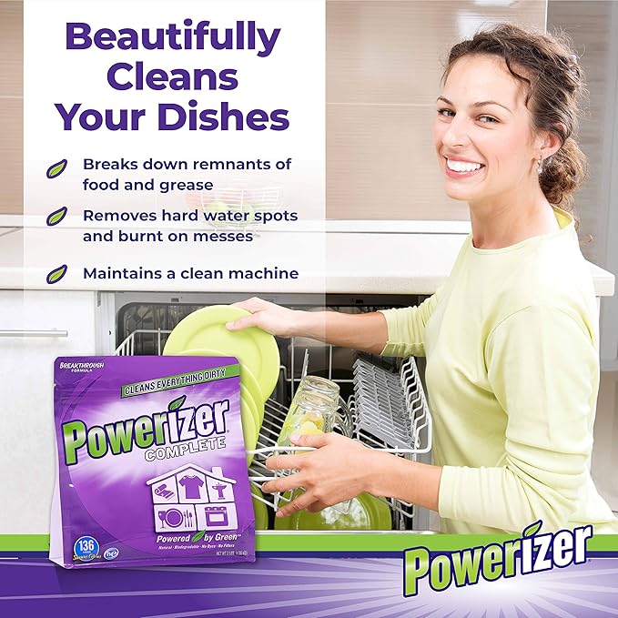 Powerizer Complete Laundry Powder Detergent & Multipurpose Cleaner | 3 lb Detergent | 136 Scoops | Plant-Based Concentrated Laundry Soap & Dishwasher Detergent Powder