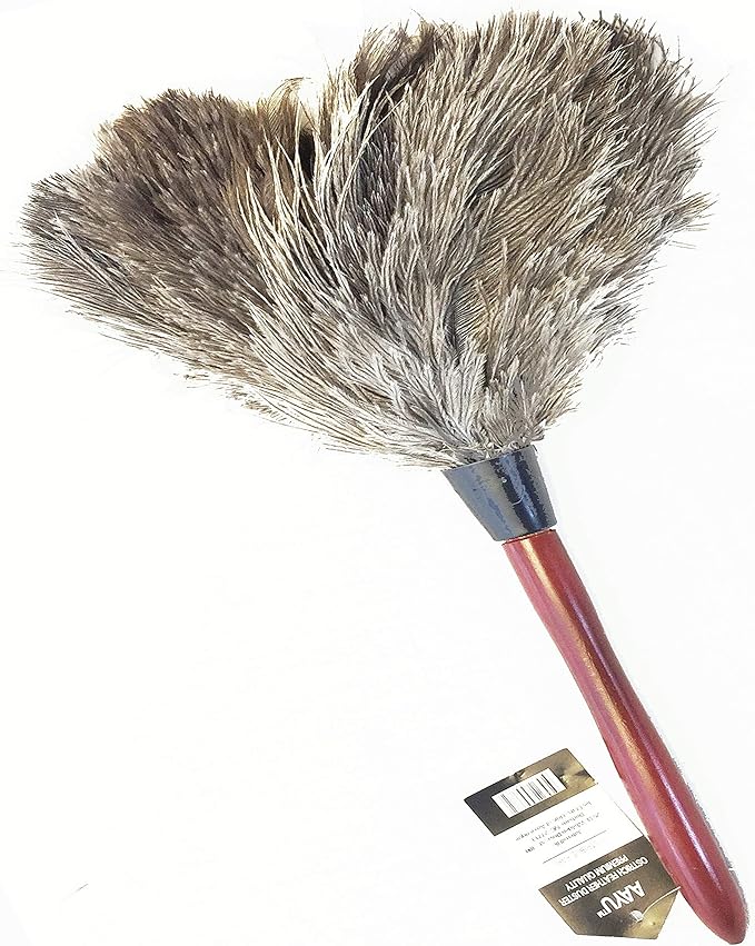 AAYU Premium 14.5" Feather Duster for Home | Natural Duster for Cleaning and Feather Moping | Eco Friendly | Genuine Ostrich Feather Duster with Wooden Handle | Easy to Clean Dust and Reuse (36 cm)