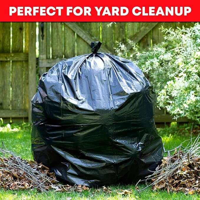 Tasker Contractor Garbage Bags 55 Gallon Heavy Duty 3 Mil (32 Count w/Ties) 60 Gal Contractor Bags 3 Mil. 55 Gallon Heavy Duty X-Large Black Trash Bags 50 Gal,