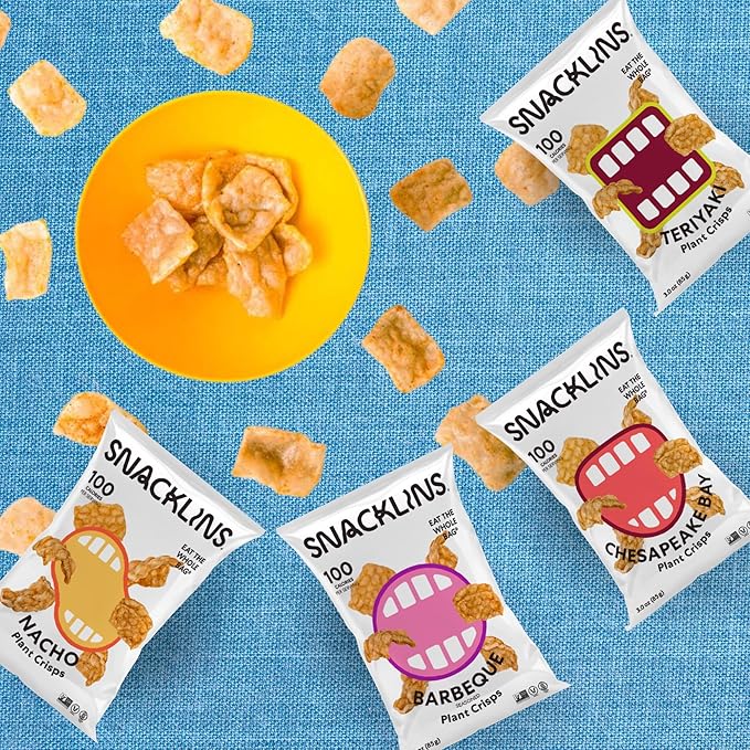 SNACKLINS Plant Based Crisps | Vegan Healthy Snacks | Gluten Free, Grain Free Sugar, Free, Low Calorie, 100% Kosher for Passover, Crunchy, Puffed Snack | 6 Flavor Sampler Pack (Full Size - 3oz, Flavor Sampler - 1 of each)