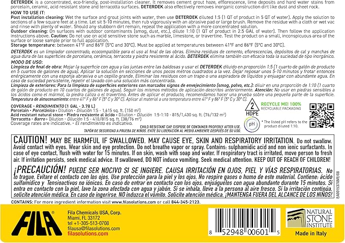 FILA Surface Care Solutions, DETERDEK PRO Cementitious Grout Haze Remover, 1 GAL
