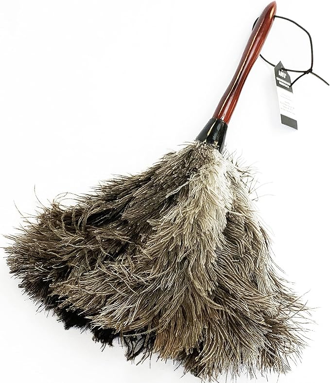 AAYU Feather Duster (36cm) 14.5 inch for Home Cleaning | Soft-Feather Moping and car dusting| Eco-Friendly Genuine Ostrich Dusters with Wooden Handle Easy to Clean Reuse