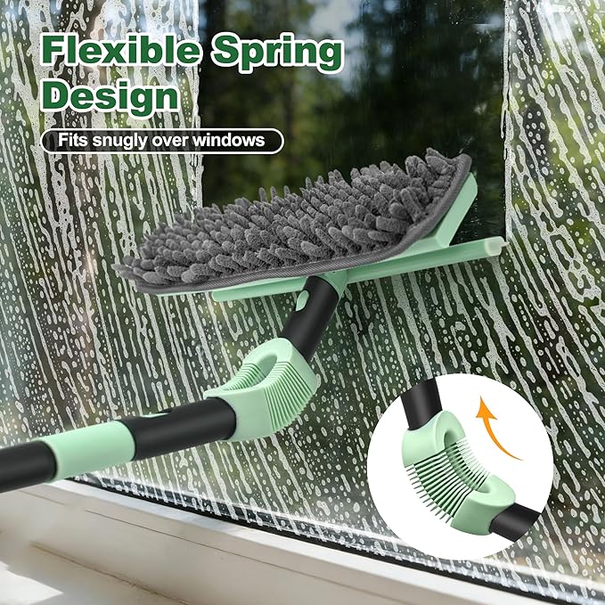 DALIPER Window Squeegee Set 2-in-1 Window Cleaning Tool 73.6In Pole, Window Cleaner Squeegee for Home, Squeegee for Shower Glass, Car Window Squeegee Windshield Cleaner Tool