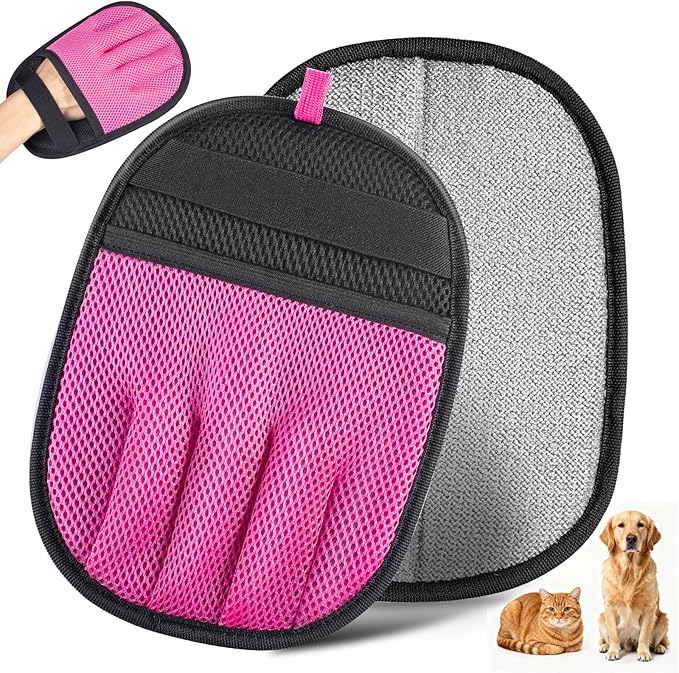 FilozooKora Pet Hair Removal Tool for Cats & Dogs, 2025 New Upgraded Electrostatic Gloves for Pet Hair, Reusable Pet Hair Remover Tool for Couch, Furniture, Carpet, Curtain & Car Seat (Pink)
