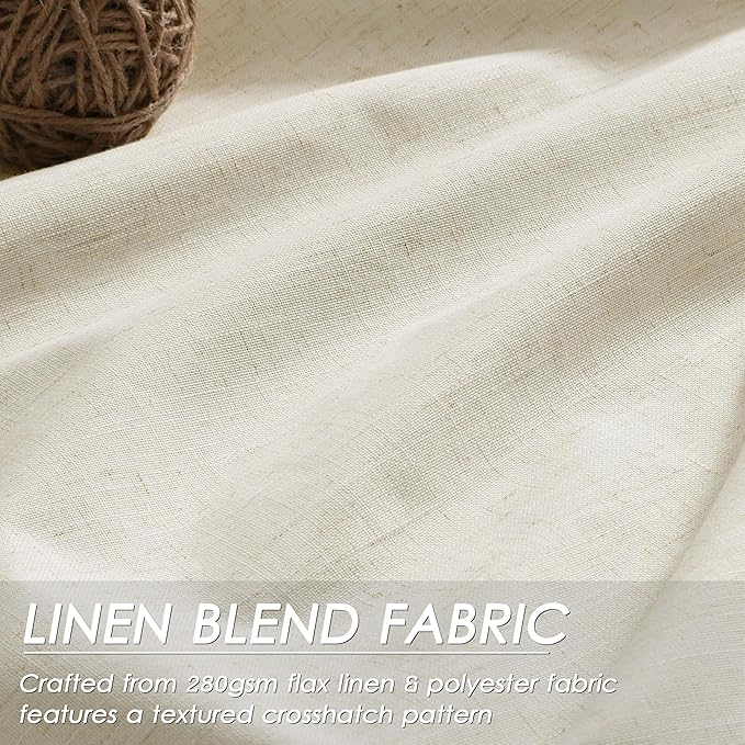 Nanspring Warm Beige Linen Blackout Curtains 120 Inches Long Back Tab Rod Pocket Heat Reducing Extra Long 10 Ft Total Blackout 2 Panels Set for Sliding Door Boho Farmhouse Curtains Drapes 52x120