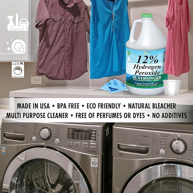 Nature's Freedom 12% Hydrogen Peroxide, Food Grade H2O2 and Purified Water Only, 2 Gallons Solution