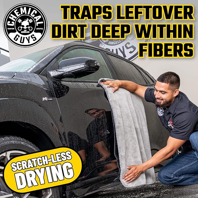 Chemical Guys Woolly Mammoth Large, Super Absorbent and Soft Microfiber Towels for Cars, Gray (35 x 25 inches)