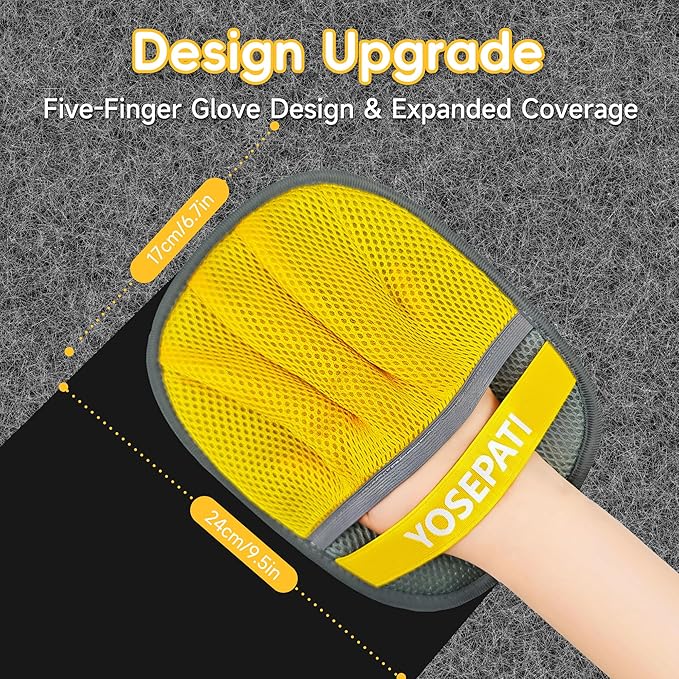 YOSEPATI Pet Hair Removal Glove, Five-Finger Magic Brush Electrostatic Mitt, Pet Hair Remover Tool for Dog & Cat, Reusable Pet Hair Gloves Pet Grooming Needs, Fur Remover for Couch, Clothing & Carpet