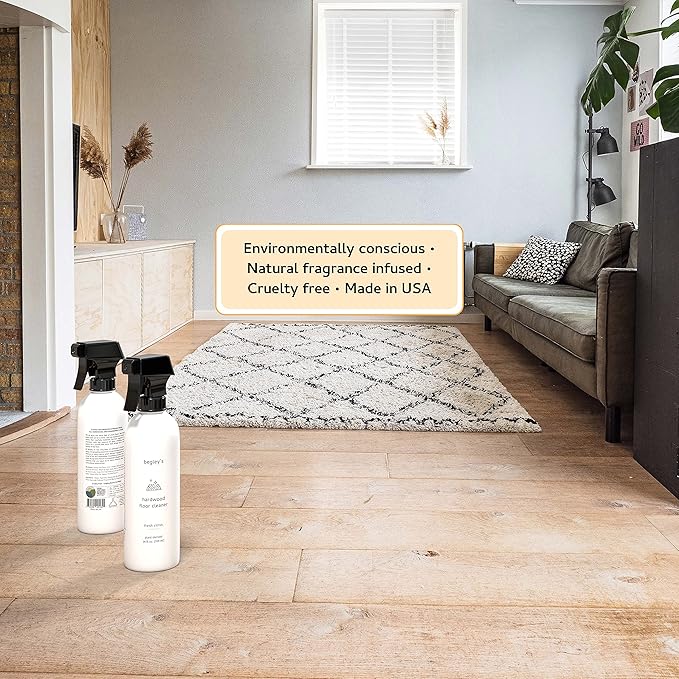 Begley's Hardwood Floor Cleaner Spray - Hard Wood Floor Cleaner for Mopping - Citrus Scent Hardwood Cleaner - 24oz & 64oz Refill Set