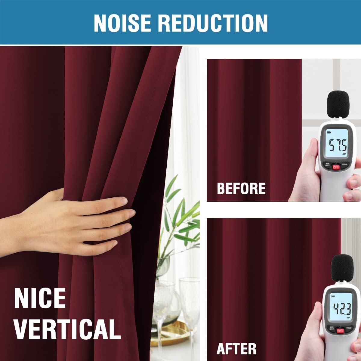 H.VERSAILTEX 100% Blackout Curtains for Bedroom with Black Liner Full Room Darkening Curtains 84 Inches Long Thermal Insulated Back Tab/Rod Pocket Window Drapes for Living Room, 2 Panels, Burgundy