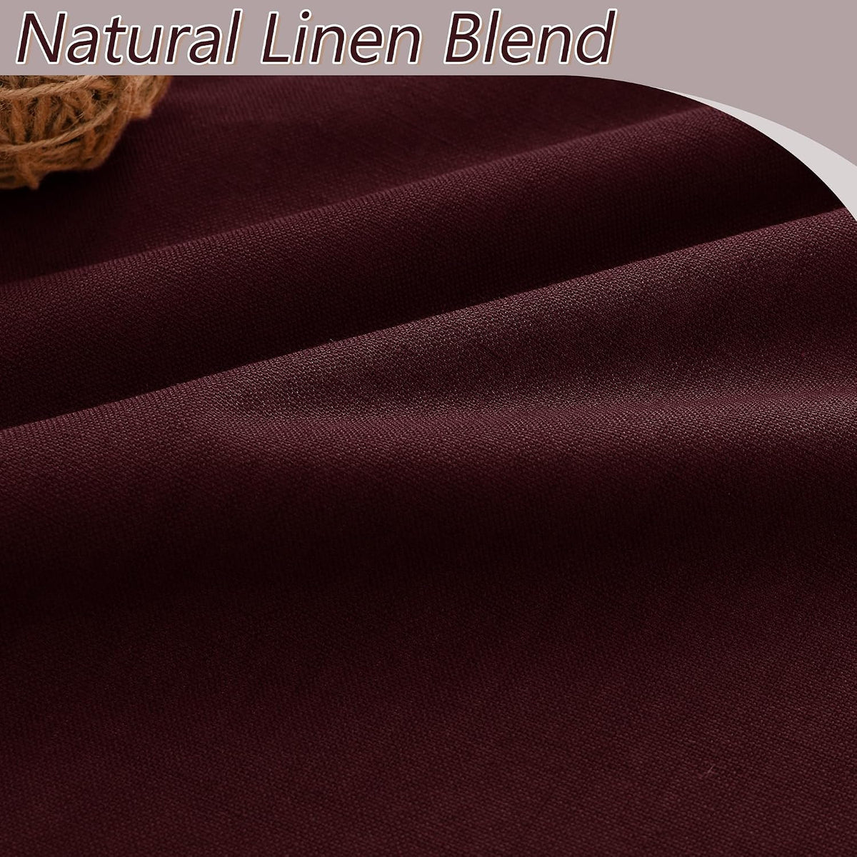 100% Blackout Burgundy Linen Curtains 84 Inch Long 2 Panels
7 ft, Back Tab, Thermal Insulated Room Darkening, Black Out Window Drapes for Bedroom Living Room, W52xL84
