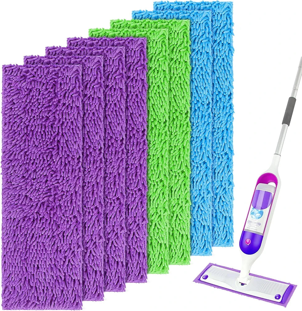 UNIMADE Reusable Mop Pads for Swiffer PowerMop, 8 Pack Microfiber Mop Pad Refill with Scrubber Strips for 13''-15'' SprayMop, Washable Mop Pads Use for Most Floor Types, Designed for Pets - Multicolor