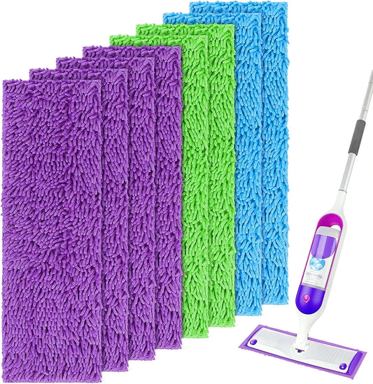 UNIMADE Reusable Mop Pads for Swiffer PowerMop, 8 Pack Microfiber Mop Pad Refill with Scrubber Strips for 13''-15'' SprayMop, Washable Mop Pads Use for Most Floor Types, Designed for Pets - Multicolor