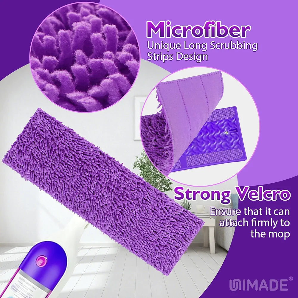 UNIMADE Reusable Mop Pads for Swiffer PowerMop, 8 Pack Microfiber Mop Pad Refill with Scrubber Strips for 13''-15'' SprayMop, Washable Mop Pads Use for Most Floor Types, Designed for Pets - Multicolor